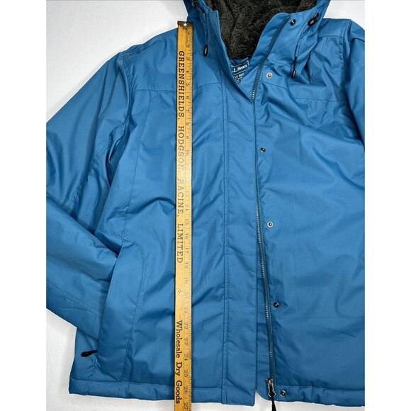 LL Bean Winter Warmer Jacket Women 1X REG Blue Fleece Lined Hood Zip Pocket Snap - Picture 7 of 14